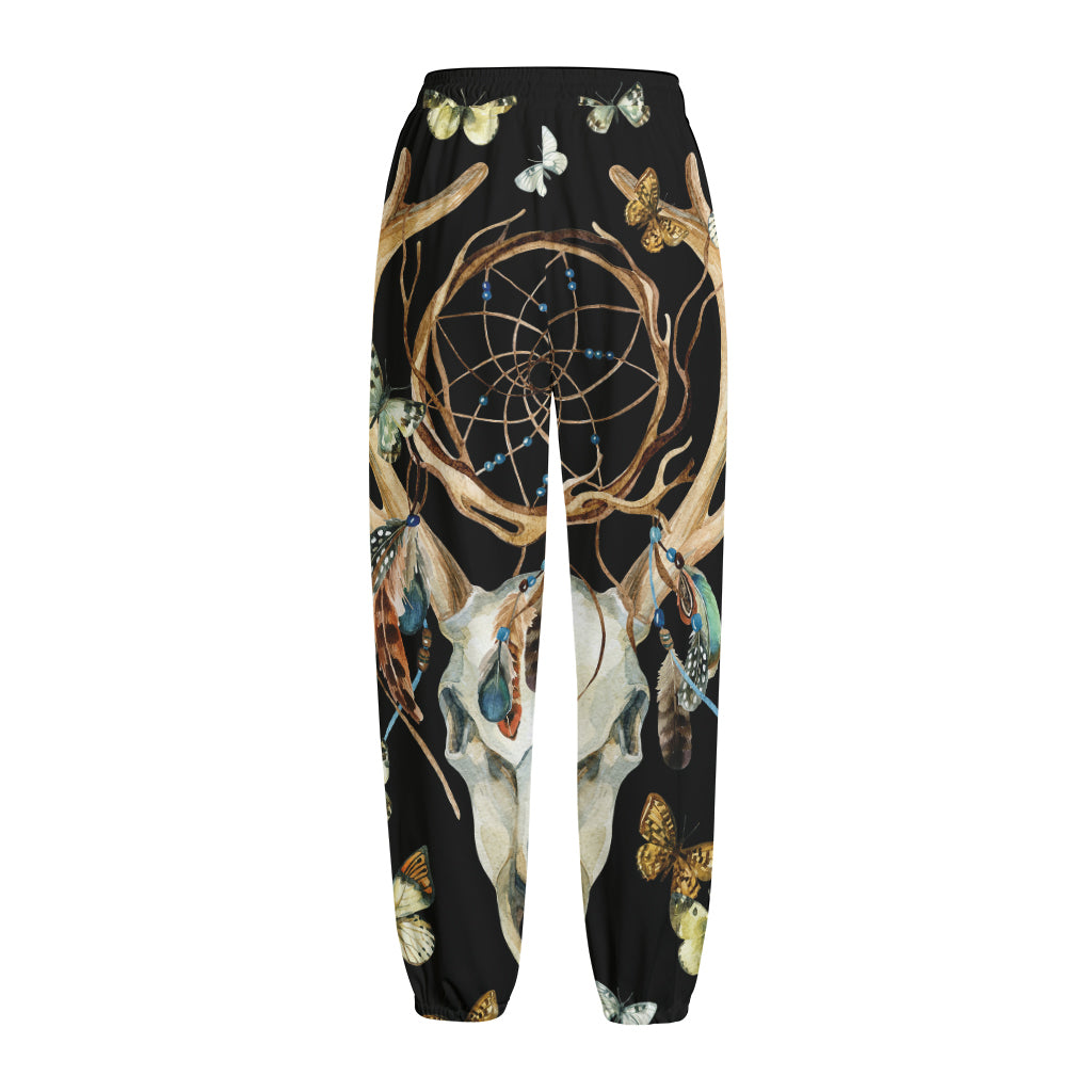 Dreamcatcher Deer Skull Print Fleece Lined Knit Pants