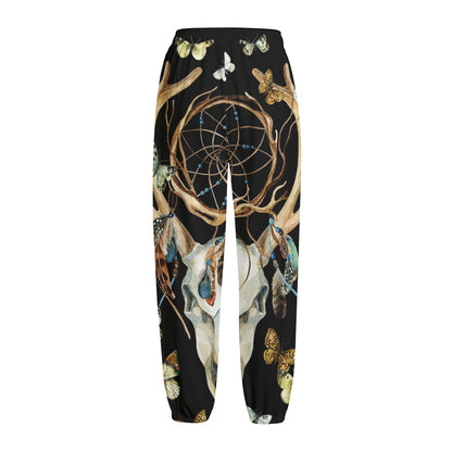Dreamcatcher Deer Skull Print Fleece Lined Knit Pants