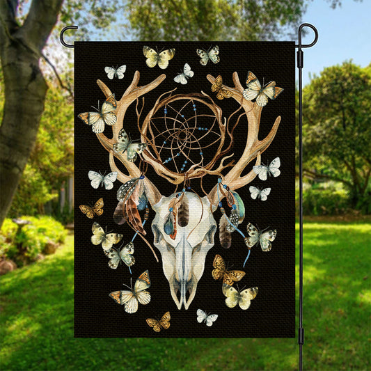 Dreamcatcher Deer Skull Print Garden Flag