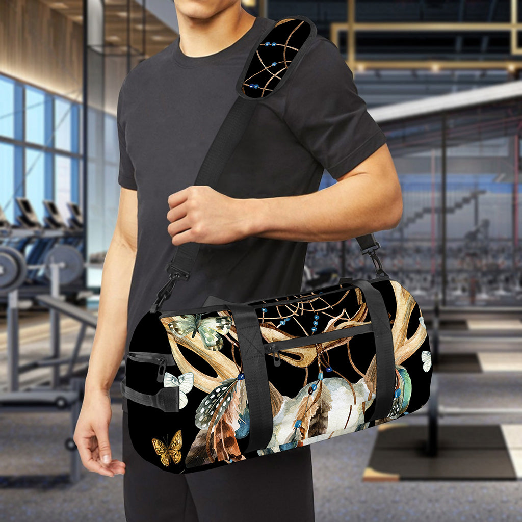 Dreamcatcher Deer Skull Print Gym Bag