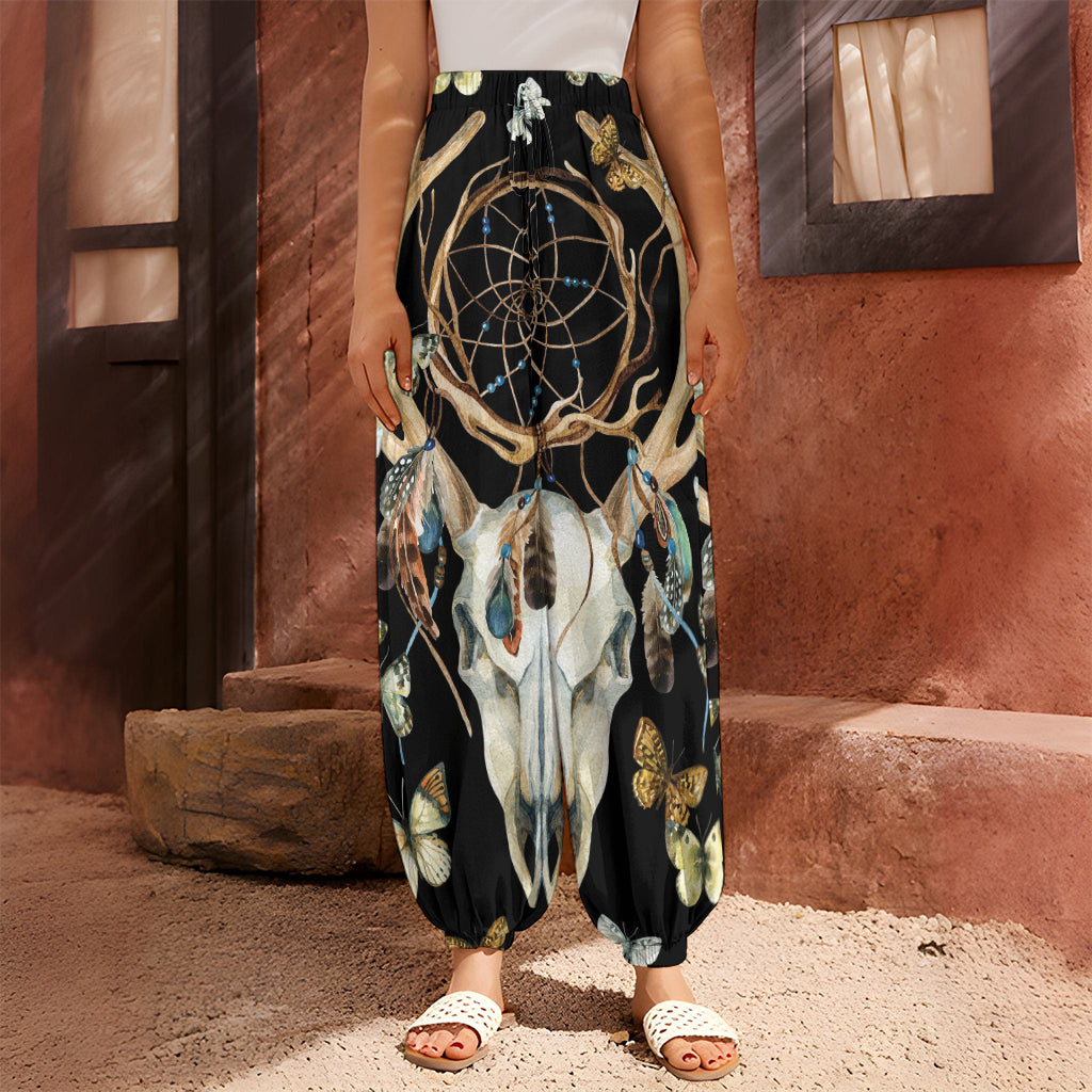 Dreamcatcher Deer Skull Print Harem Pants