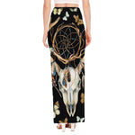 Dreamcatcher Deer Skull Print High Slit Maxi Skirt