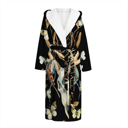 Dreamcatcher Deer Skull Print Hooded Bathrobe