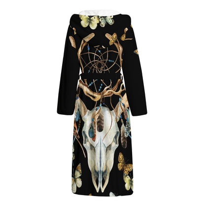 Dreamcatcher Deer Skull Print Hooded Bathrobe