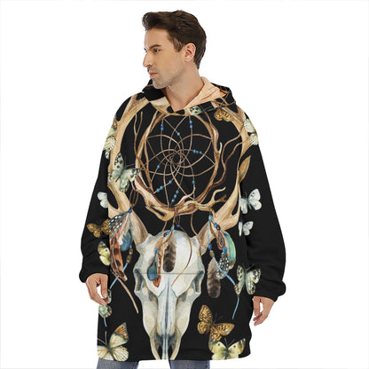 Dreamcatcher Deer Skull Print Hoodie Blanket