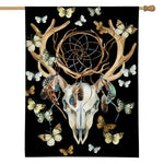 Dreamcatcher Deer Skull Print House Flag