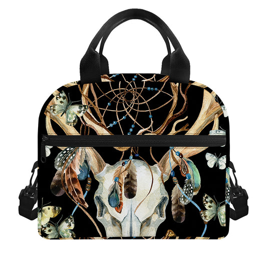Dreamcatcher Deer Skull Print Insulated Lunch Bag