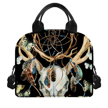 Dreamcatcher Deer Skull Print Insulated Lunch Bag