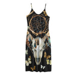 Dreamcatcher Deer Skull Print Jersey Midi Cami Dress