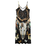 Dreamcatcher Deer Skull Print Jersey Midi Cami Dress