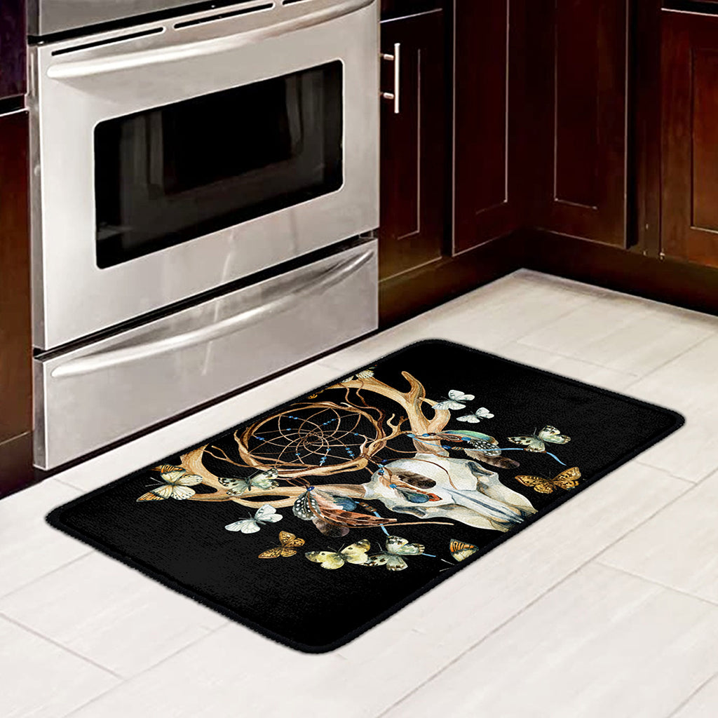 Dreamcatcher Deer Skull Print Kitchen Mat