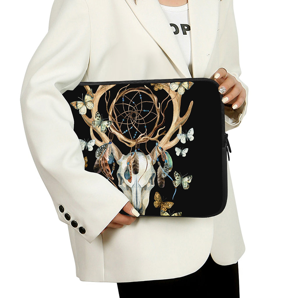 Dreamcatcher Deer Skull Print Laptop Sleeve