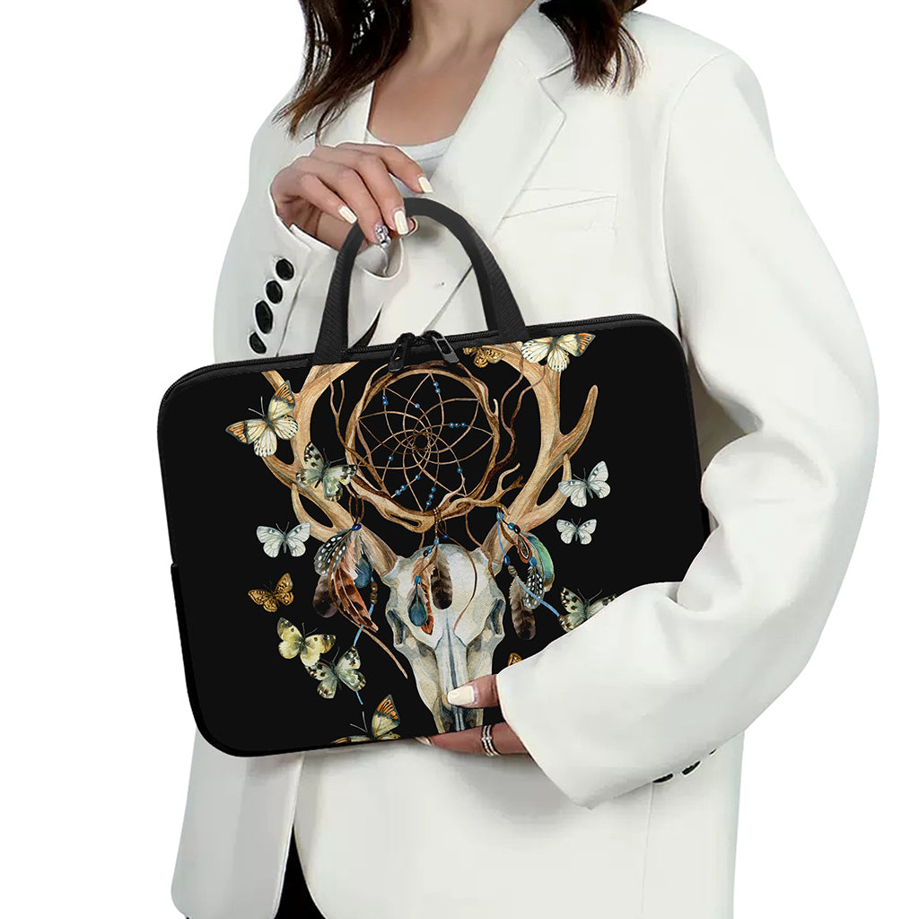 Dreamcatcher Deer Skull Print Laptop Sleeve With Handle