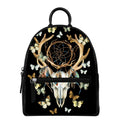 Dreamcatcher Deer Skull Print Leather Backpack