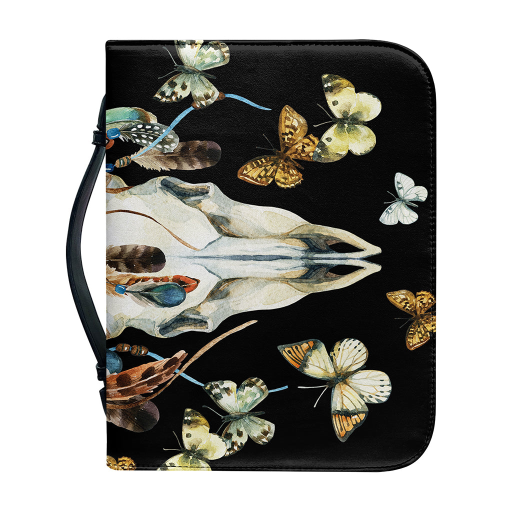 Dreamcatcher Deer Skull Print Leather Bible Cover