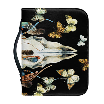 Dreamcatcher Deer Skull Print Leather Bible Cover
