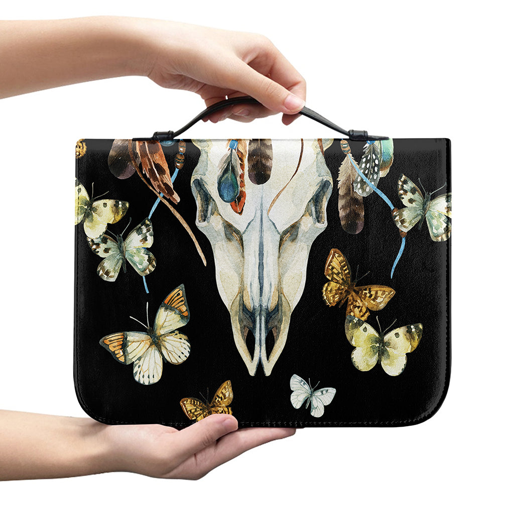 Dreamcatcher Deer Skull Print Leather Bible Cover