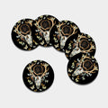 Dreamcatcher Deer Skull Print Leather Coaster Set