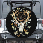 Dreamcatcher Deer Skull Print Leather Spare Tire Cover
