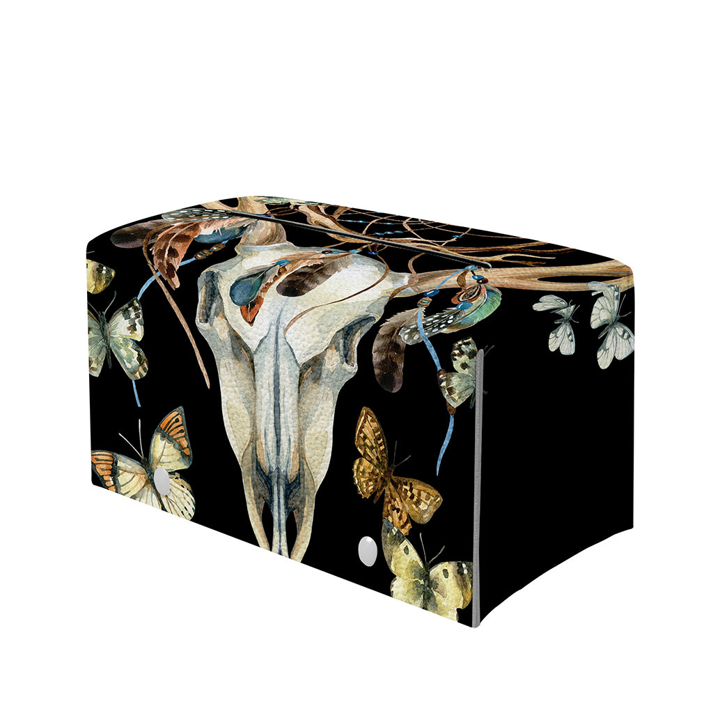 Dreamcatcher Deer Skull Print Leather Tissue Box Cover