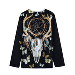 Dreamcatcher Deer Skull Print Long Sleeve Short Coat