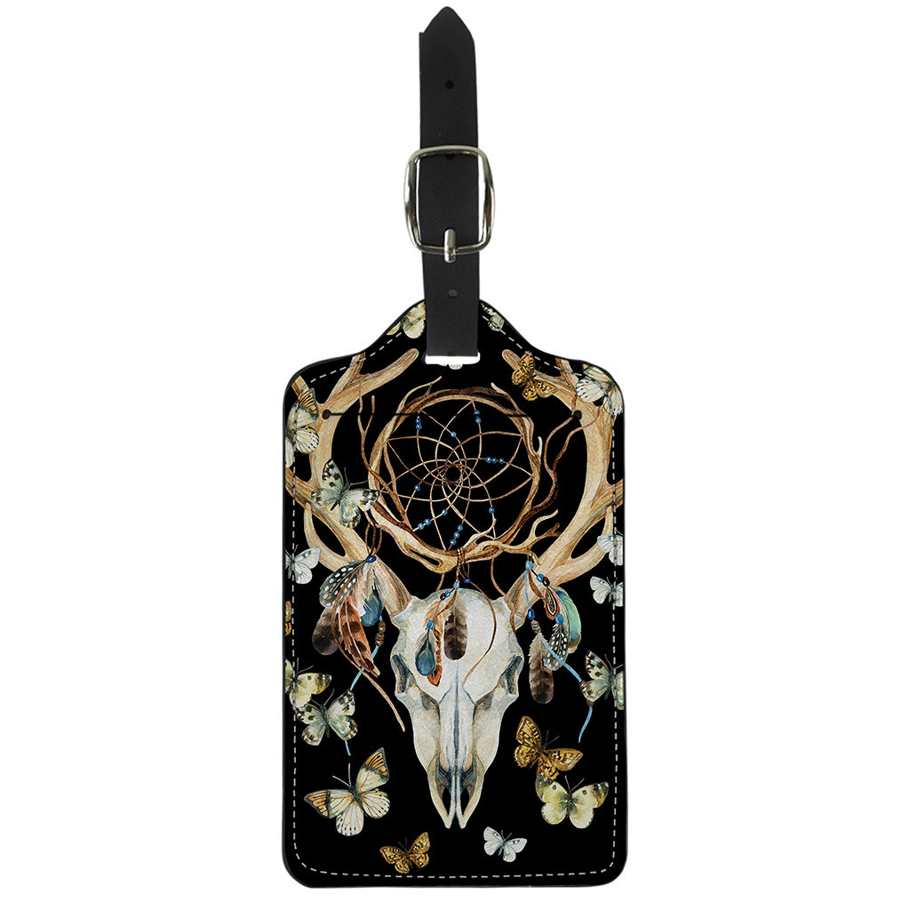 Dreamcatcher Deer Skull Print Luggage Tag