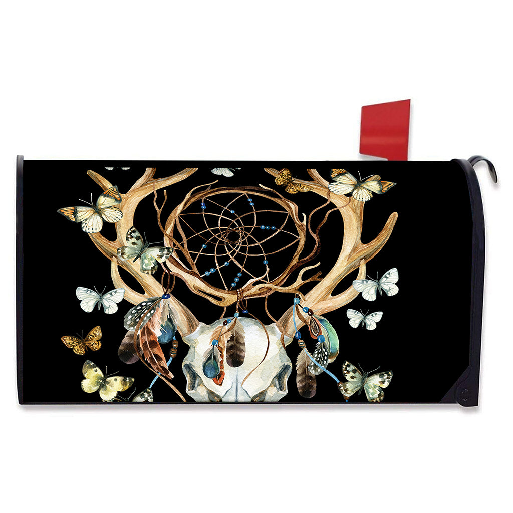 Dreamcatcher Deer Skull Print Mailbox Cover