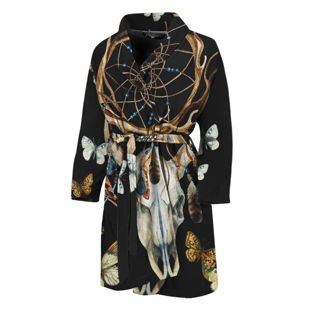 Dreamcatcher Deer Skull Print Men's Bathrobe