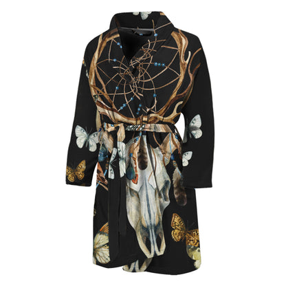 Dreamcatcher Deer Skull Print Men's Bathrobe