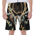 Dreamcatcher Deer Skull Print Men's Beach Shorts