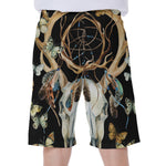 Dreamcatcher Deer Skull Print Men's Beach Shorts