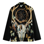 Dreamcatcher Deer Skull Print Men's Cotton Blazer