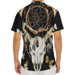Dreamcatcher Deer Skull Print Men's Deep V-Neck Shirt