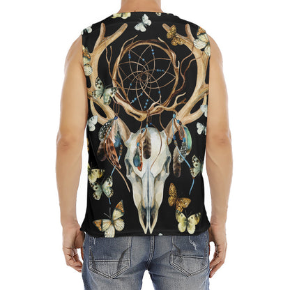 Dreamcatcher Deer Skull Print Men's Fitness Tank Top