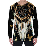 Dreamcatcher Deer Skull Print Men's Long Sleeve T-Shirt