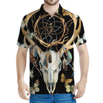 Dreamcatcher Deer Skull Print Men's Polo Shirt