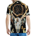 Dreamcatcher Deer Skull Print Men's Polo Shirt