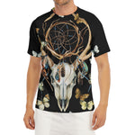 Dreamcatcher Deer Skull Print Men's Short Sleeve Rash Guard