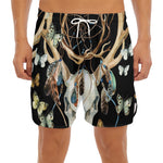 Dreamcatcher Deer Skull Print Men's Split Running Shorts