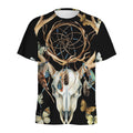Dreamcatcher Deer Skull Print Men's Athletic T-Shirt