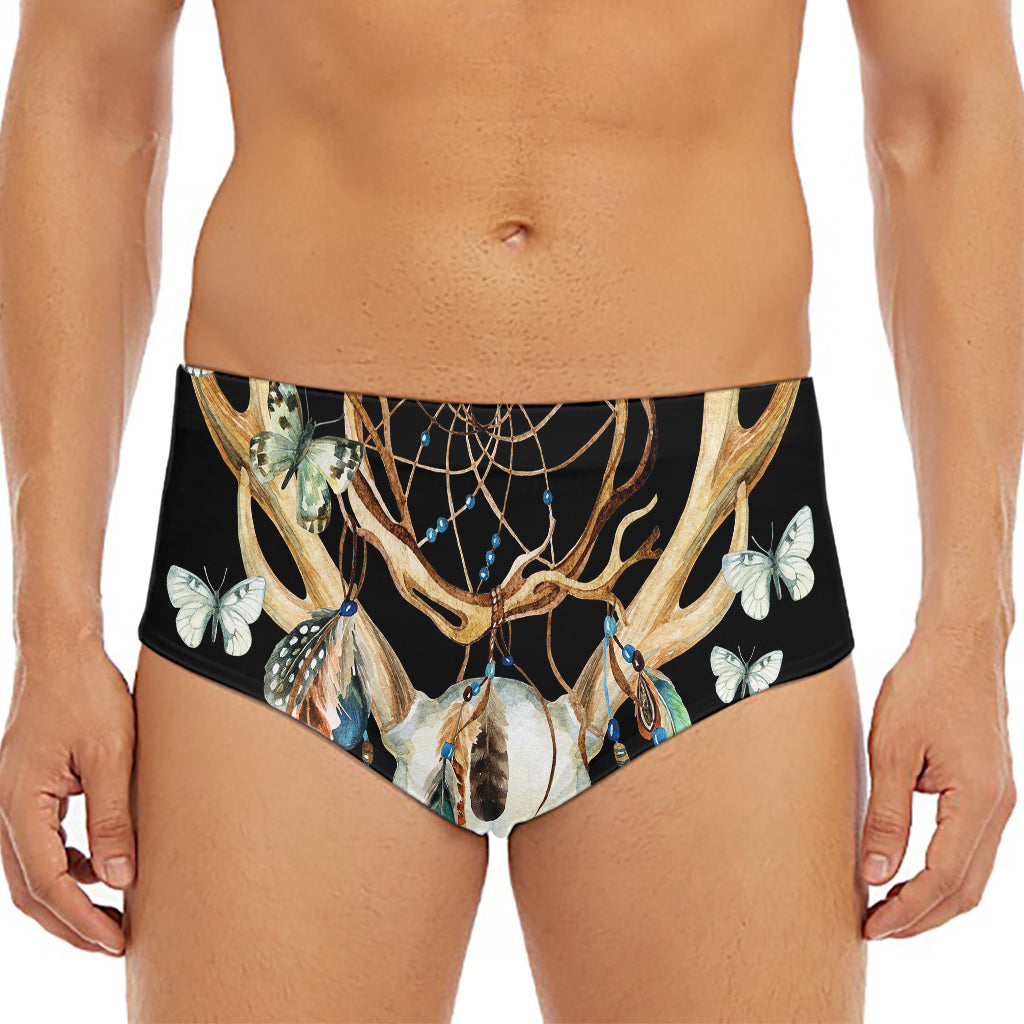 Dreamcatcher Deer Skull Print Men's Triangle Swim Briefs