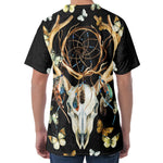 Dreamcatcher Deer Skull Print Men's Velvet T-Shirt