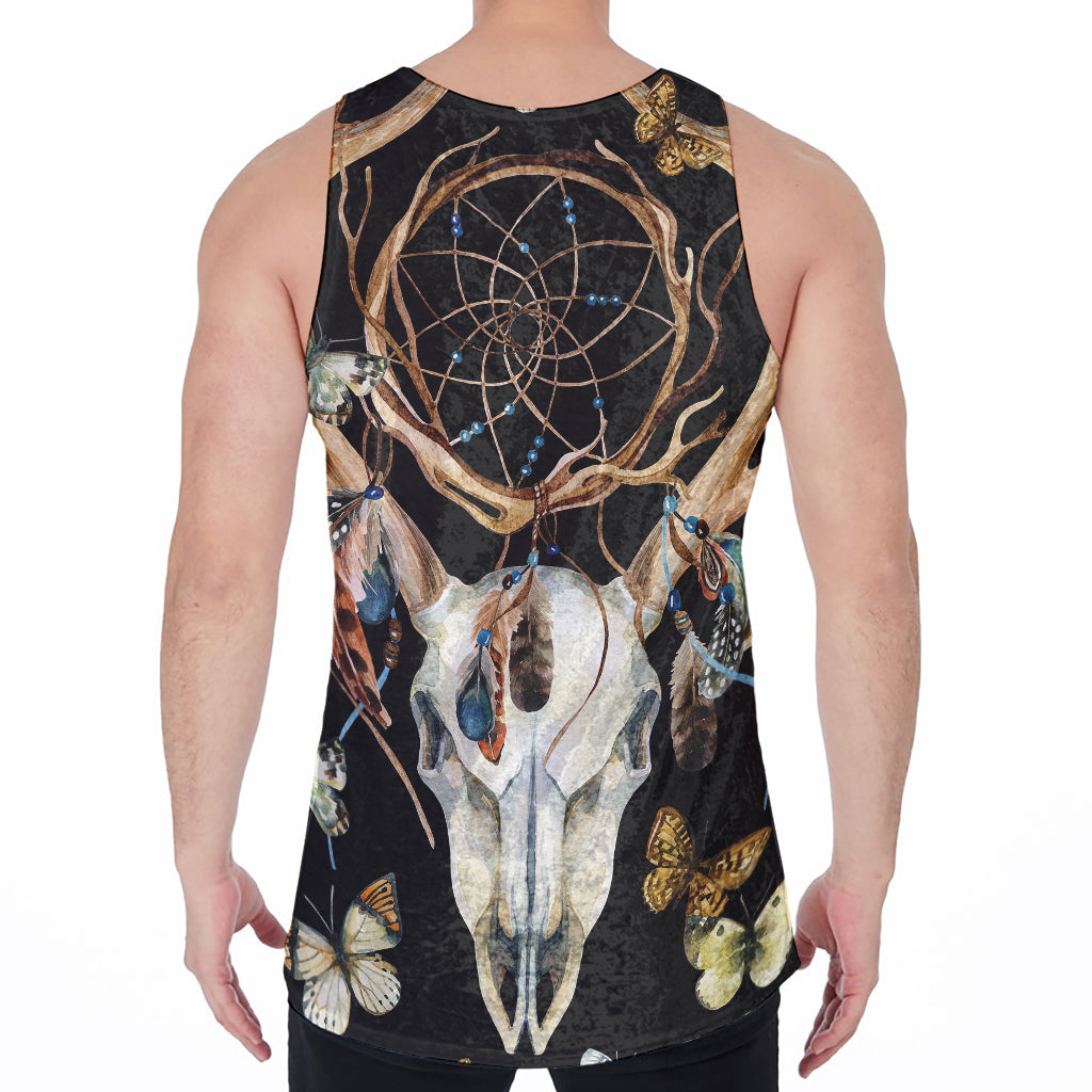 Dreamcatcher Deer Skull Print Men's Velvet Tank Top