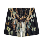 Dreamcatcher Deer Skull Print Mesh Shorts