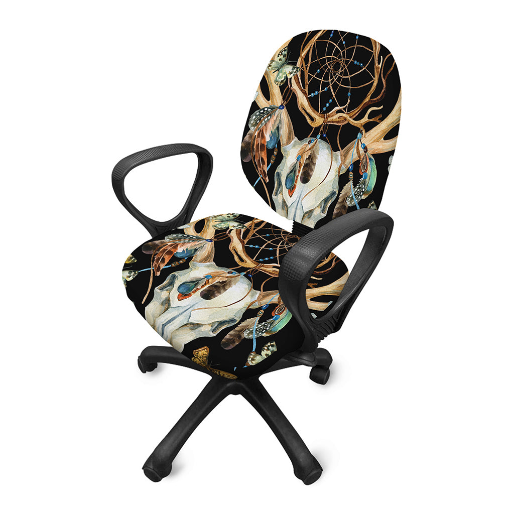 Dreamcatcher Deer Skull Print Office Chair Cover