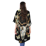 Dreamcatcher Deer Skull Print Open Front Beach Cover Up