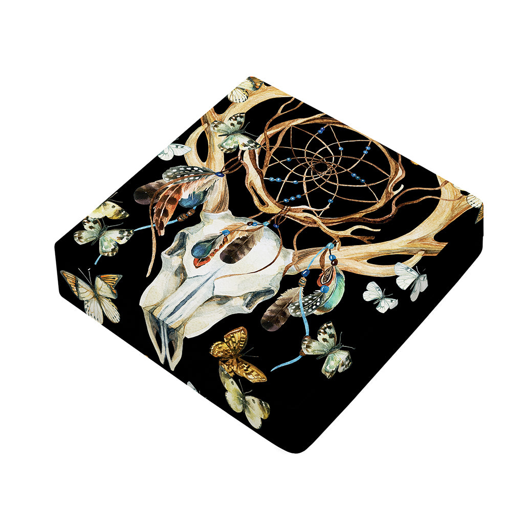 Dreamcatcher Deer Skull Print Outdoor Seat Cushion Cover