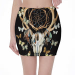 Dreamcatcher Deer Skull Print Pencil Mini Skirt