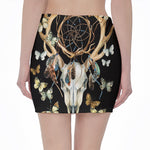 Dreamcatcher Deer Skull Print Pencil Mini Skirt