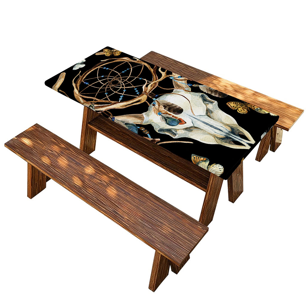Dreamcatcher Deer Skull Print Picnic Table Cover